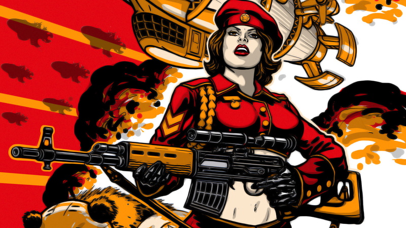 assault, gun, red alert 3, guitar, people, indoors, 1080P, art and craft, musician, musical equipment, male likeness, illustrations And Vector Art, woman