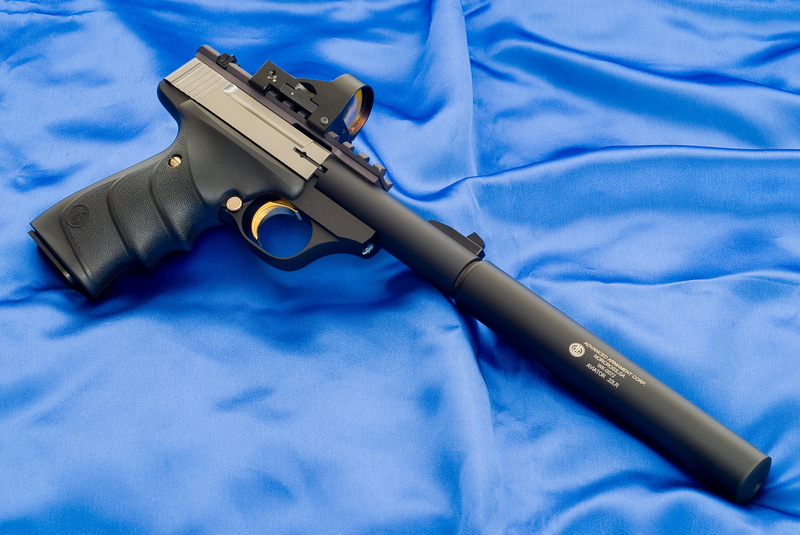 black, Buck, social issues, Ultra Dot LT, indoors, blue, security, scope, background, handgun, close-up, high angle view, pistol, muffler, URX, linen, sheet