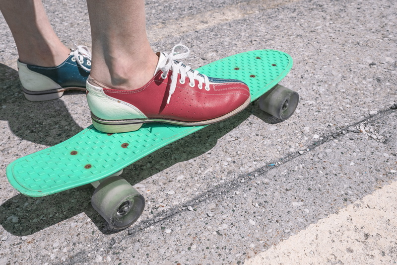 skateboarding, city, penny board, street, real people, sunny, day, exercising, females, adults only, human Leg, standing, riding, skateboard, summer, sport