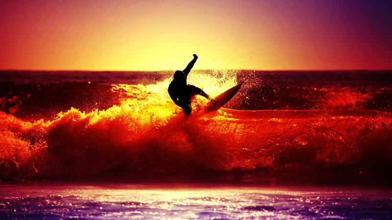 1080P, nature and landscapes, surfing, waves, beach, sunset, surfer
