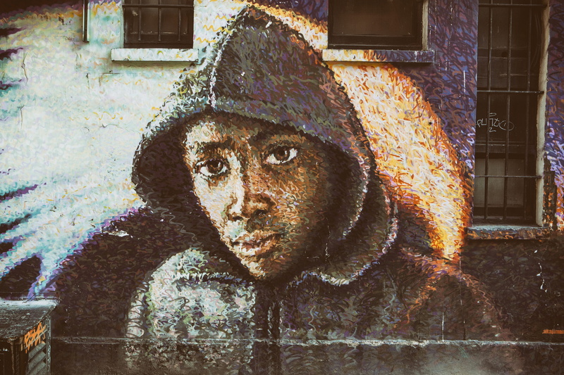 street, art, depicting, creativity, built structure, man, building exterior, representation, 4K, portrait, religion, hoodie, real people, urban, asia