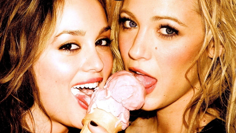 emotion, holding, temptation, Ice Cream, eating, portrait, childhood, females, mouth open, Leighton Meester, food, body part, Gossip Girl, child, looking at camera