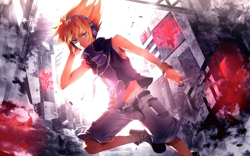 The World Ends With You, anime boys, cityscape, city, headphones, 720P