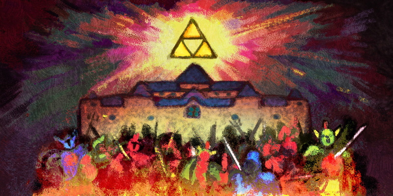 human representation, textured effect, 1080P, digital composite, Triforce, craft, wall - building feature, people, representation, painting, building