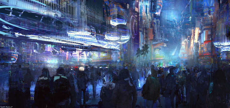 nightlife, illuminated, 1080P, building exterior, digital art, motion, real people, large group of people, city, nigh, artwork, adult, group of people