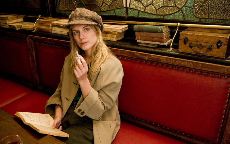 books, cigarettes, Inglourious Basterds, smoking, hat, blonde, Mélanie Laurent, women, 1080P, blue eyes