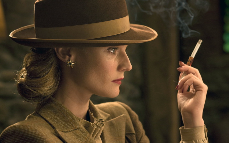 tobacco product, portrait, Diane Kruger, adult, smokes, cigar, looking, gray, clothing, looking away, profile view, teenager, hairstyle, earring, beautiful