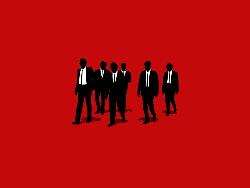 silhouette, males, Movie, business, aggression, colleague, adult, indoors, copy space, suit, red, back lit, studio shot, men, business person, Reservoir Dogs