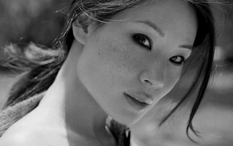 actress, monochrome, Lucy Liu, celebrity, face, women, 1080P, model
