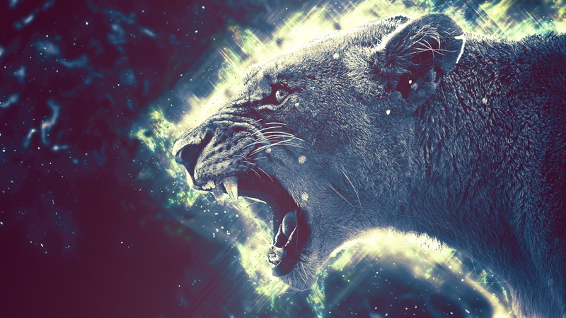 real people, frozen, 4K, outdoors, high angle view, digital art, female lion, vertebrate, close-up, digital, underwater, lioness, water, animals