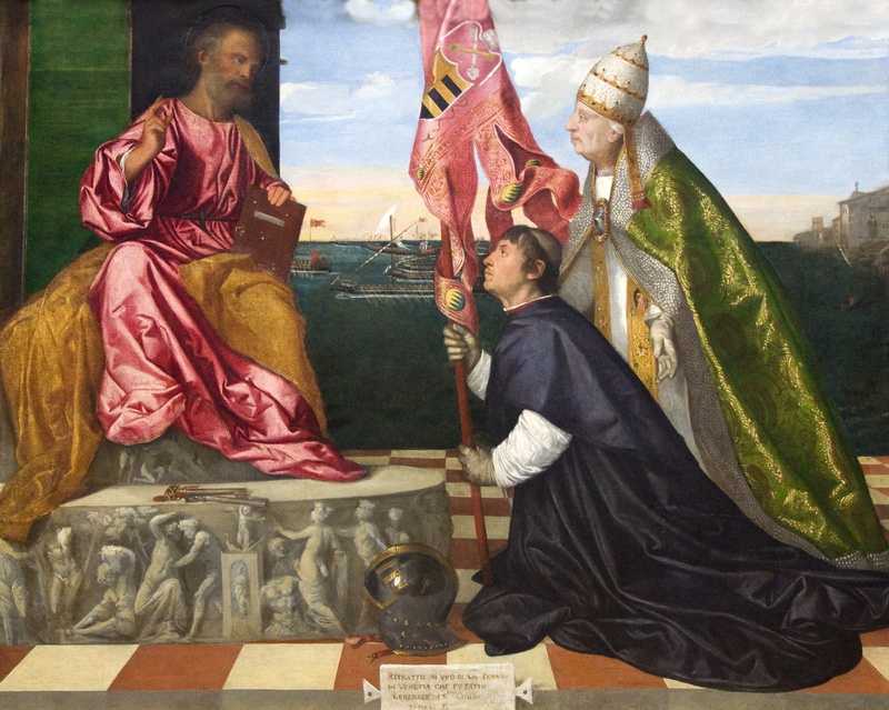 Titian Vecellio, presents Jacopo Pesaro to Saint Peter, from 1506 to 1511, 1080P, Pope Alexander VI