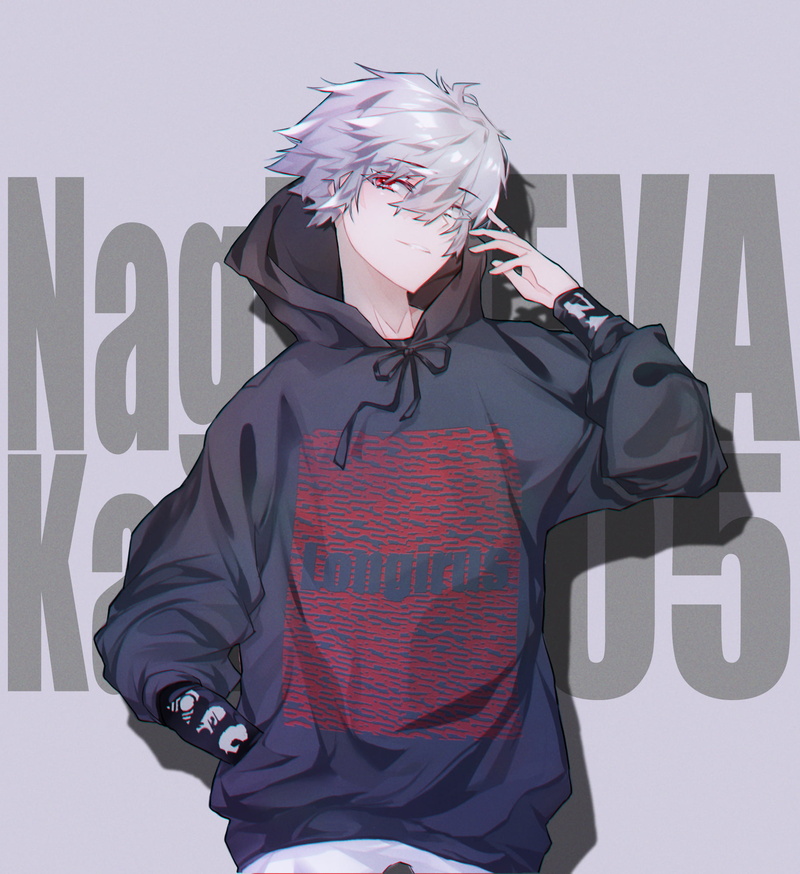 short hair, Neon Genesis Evangelion, fan art, Nagisa Kaworu, 1080P, grey hair, red eyes, 2D, anime boys