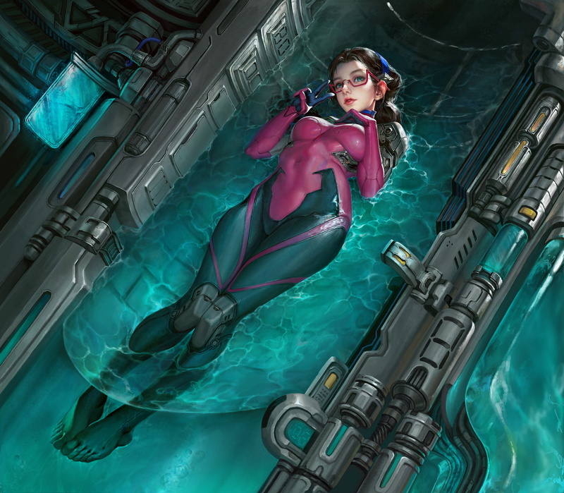 Evangelion:3.0, futuristic, long hair, brunette, Neon Genesis Evangelion, women, 1080P, glasses, liquid, Makinami Mari Illustrious, JiaYuan Song, suits