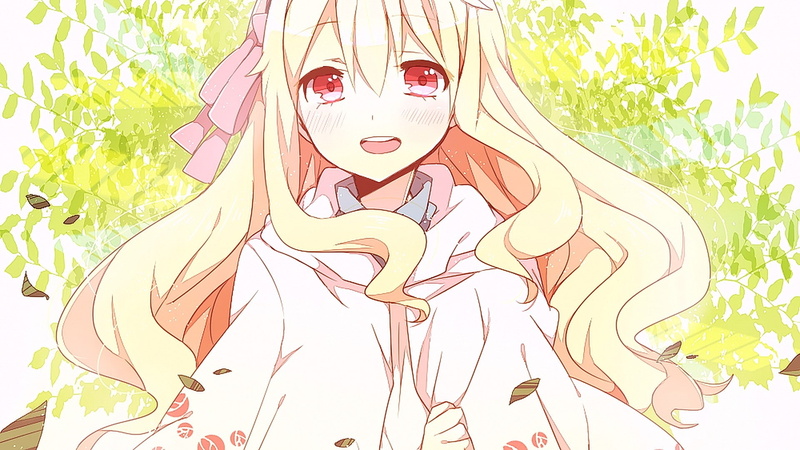 blonde, smiling, hairband, Mekakucity  Actors, open mouth, anime, looking at viewer, 1080P, red eyes, long hair, happy, Kagerou Project, Kozakura Mary
