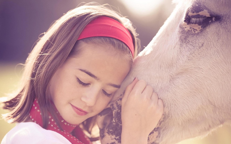 hair, farm, affectionate, looking, cute, real people, nature, girls, one Person, young Adult, portrait, dog, child, smiling, brown Hair, women, friendship