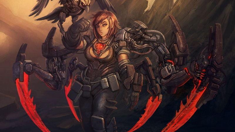 fantasy girl, 1080P, women, military, front view, people, weapon, fantasy art, aggression, men, warrior, anime girls, anger, government, cyborg, holding