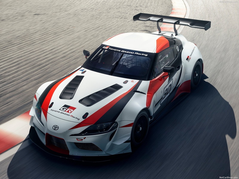 high angle view, day, speed, Toyota GR Supra Racing Concept, transportation, tire, real people, motor vehicle, racecar, sports race, one person, car, white color