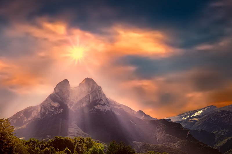 sunset, landscape, spain, european Alps, snowy mountain, outdoors, montaña, scenics, saldes, pedraforca, Magica, mountain, photo, mountain Peak, white