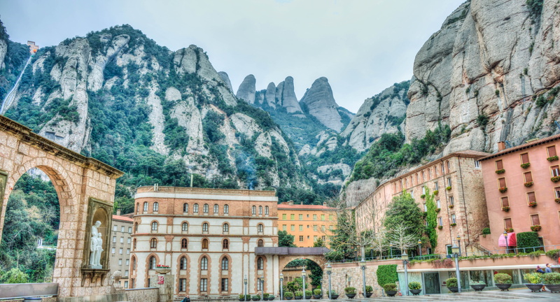 mountain, rock, history, mountains, monastery, the past, brow, city, tourism, background, nature, travel destinations, outdoors, gray, religion, barcelona