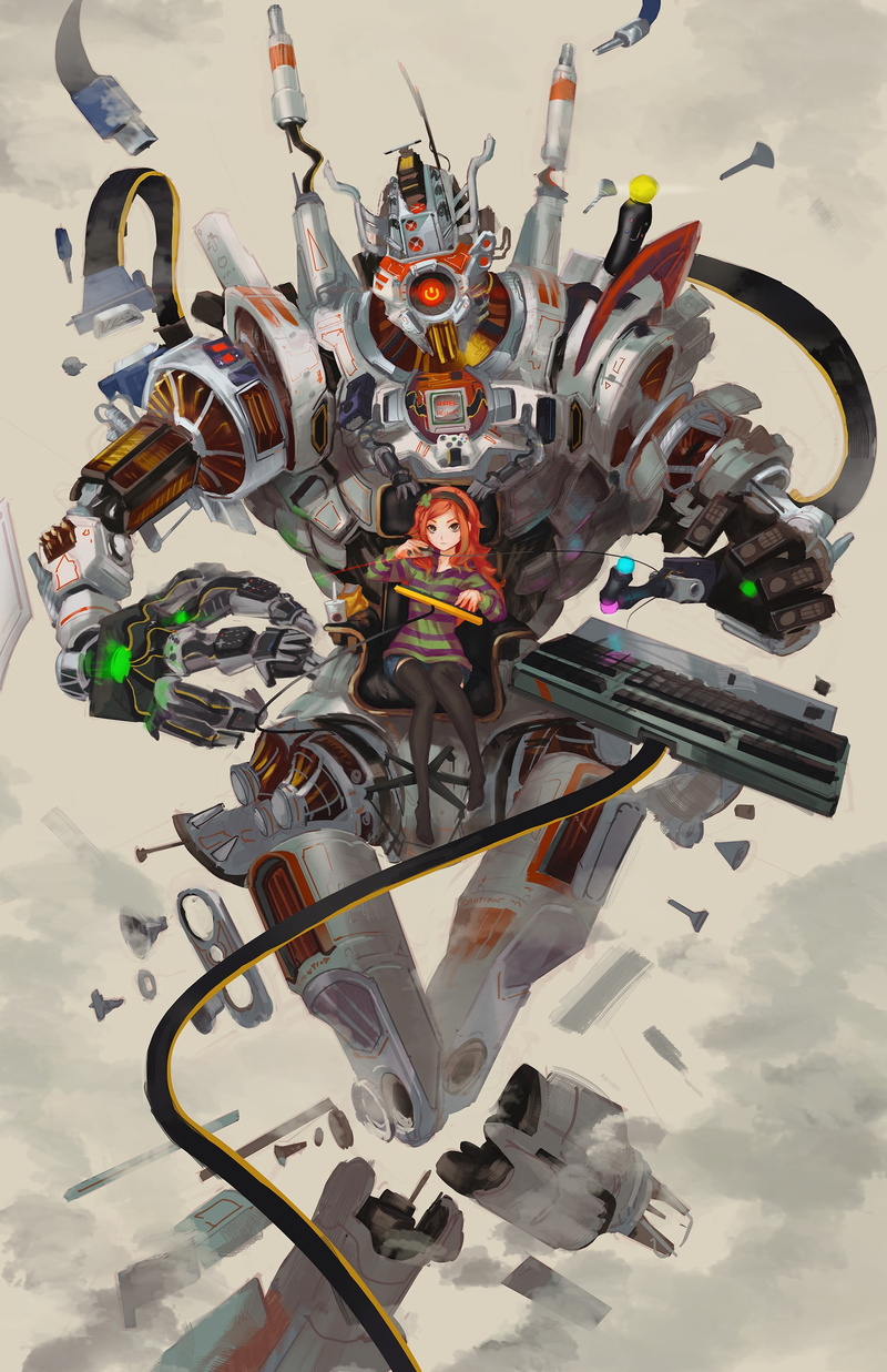 creativity, large group of objects, cloud - sky, science, trophy, multi colored, technology, success, Vivian James, anime girls, sky, outdoors, robot, day