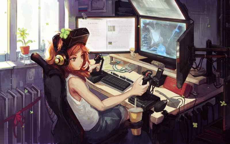 cartoon, vivian, technology, beautiful, 2K, wireless technology, james, occupation, computer equipment, real people, sitting, table, girls, lifestyles