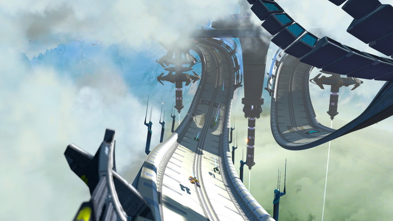 Wipeout HD, sky, cloud - sky, nature, metal, air vehicle, motion, 1080P, architecture, technology, amusement park ride, Wipeout, transportation, PlayStation 3