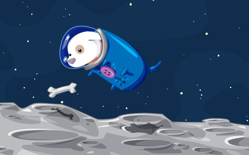 puppies, zero, hd, art, outer space, crater, space, 720P, x, gravity, animals, dogs, outer, tofix, Moon, vector