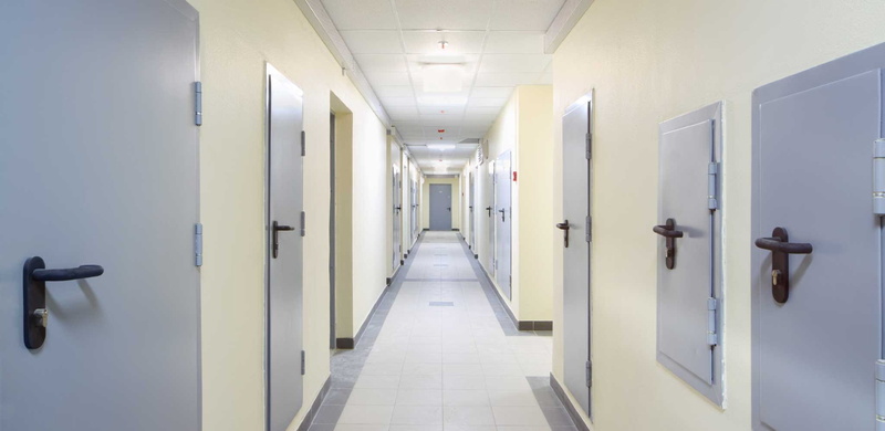 Metal, door, illuminated, hall, day, healthcare and medicine, in a row, absence, entrance, architecture, ceiling, hospital ward, lighting equipment, building