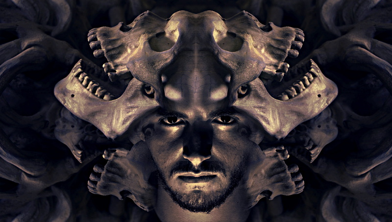 people, digital composite, lighting, contemplation, human body part, weird, 4K, bearded, ghostly, beside, surreal, mysticism, skull and crossbones, body part