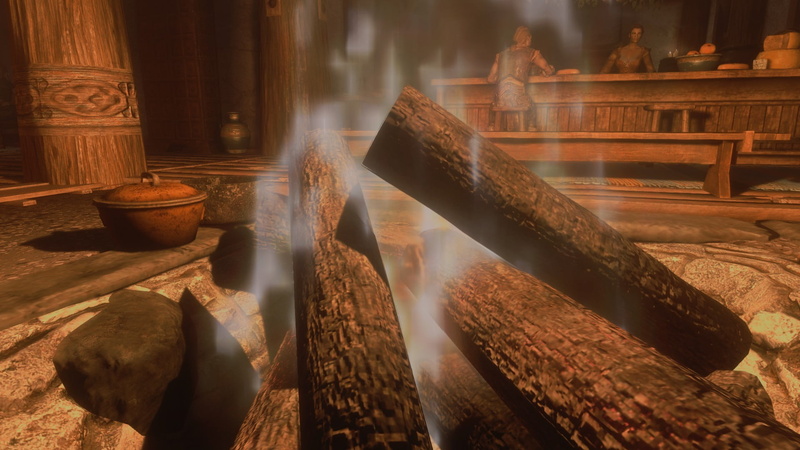 screen shot, spirituality, the past, architecture, brown, belief, video games, wood - material, no people, incense, The Elder Scrolls V: Skyrim, firewoods