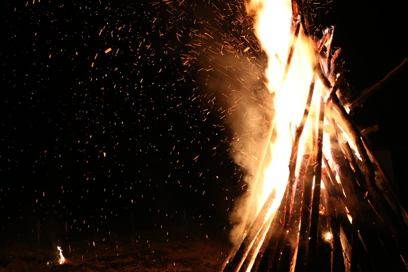 sparks, 1080P, wood - material, arts culture and entertainment, cozy, open fire, fire, outdoor, burning, night, wood, glowing, blurred motion, illuminated