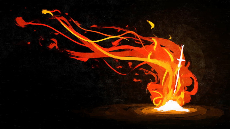Dark Souls, Video Game Art, bonfires, fire, video games, 4K, sword