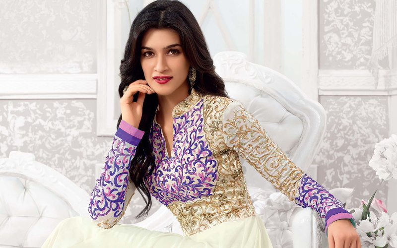furniture, clothing, real people, kriti, hairstyle, 2K, indoors, photo, three quarter length, sanon, leisure activity, hd, looking, lifestyles, women