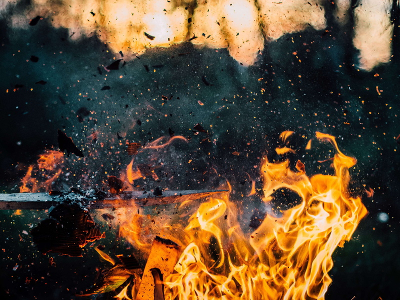 yellow, particles, blaze, hot, bonfire, black color, motion, no people, backgrounds, flame, full frame, orange color, burning, wood, stick, explosion, paper