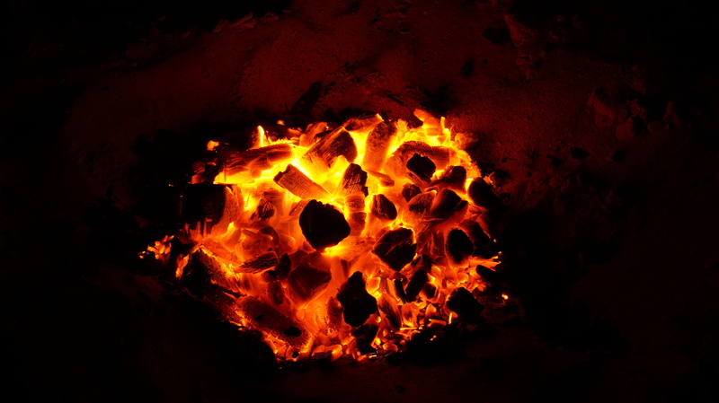 yellow, burn, burnt, black background, fire, nature, heat - temperature, glow, campfire, black color, sand, orange color, red, inferno, burning, dark, close-up