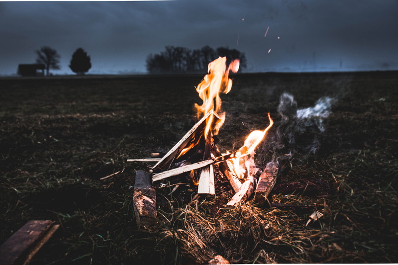nature, camping, bonfire, nighttime, outdoors, motion, plant, sky, field, fireplace, land, flame, firewood, burning, wood - material, burn, campfire, dusk