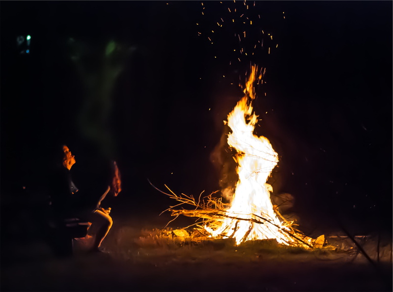 sitting, sticks, close-up, night, camping, fire, near, flame, fire - natural phenomenon, firewood, branches, illuminated, campfire, flames, burning, people