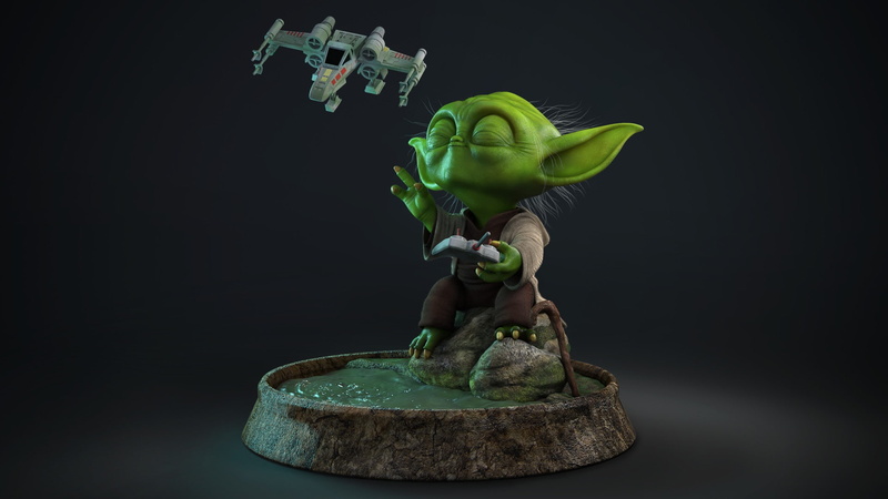Marcos Moraes, " The Force ", drone, iodine, art, 1080P, Yoda, fiction