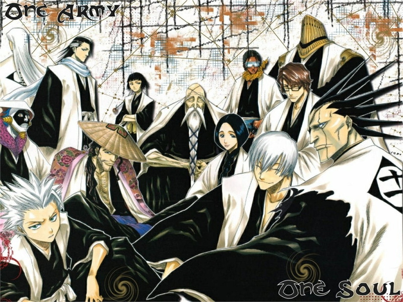 Soifon (Bleach), Sōsuke Aizen, Genryūsai Shigekuni Yamamoto, Byakuya Kuchiki, Mayuri Kurotsuchi, Shunsui Kyōraku, Jūshirō Ukitake, Kenpachi Zaraki, Bleach