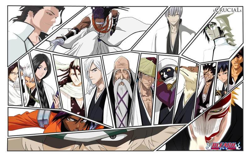 Shihouin Yoruichi, Yasutora Sado, 720P, panels, Sousuke Aizen, Kuchiki Byakuya, Zaraki Kenpachi, Jushirou Ukitake, Mayuri Kurotsuchi, Ishida Uryu, Sajin Komamura