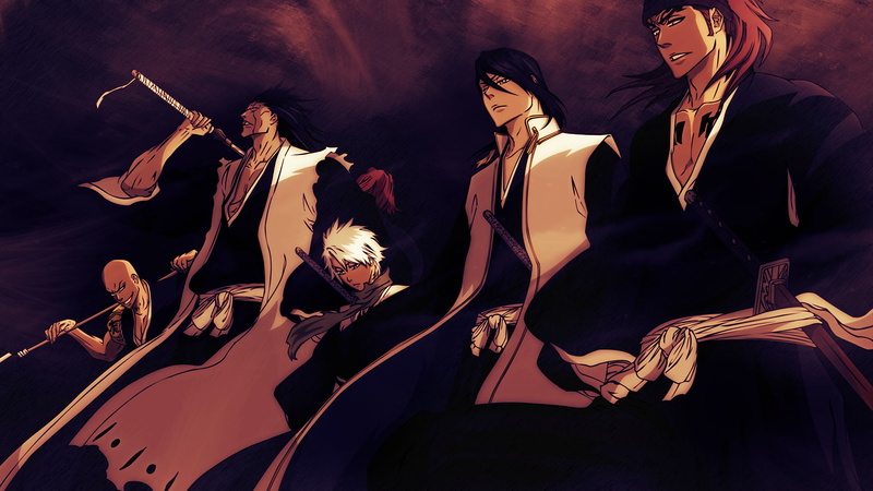 Bleach, Renji Abarai, Kenpachi Zaraki, Ikkaku Madarame, Tōshirō Hitsugaya, 1080P, Byakuya Kuchiki