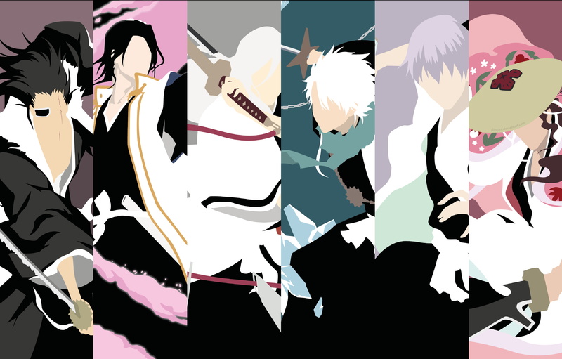 Gin Ichimaru, Bleach, Byakuya Kuchiki, Tōshirō Hitsugaya, 4K, Kenpachi Zaraki, Jūshirō Ukitake, Shunsui Kyōraku