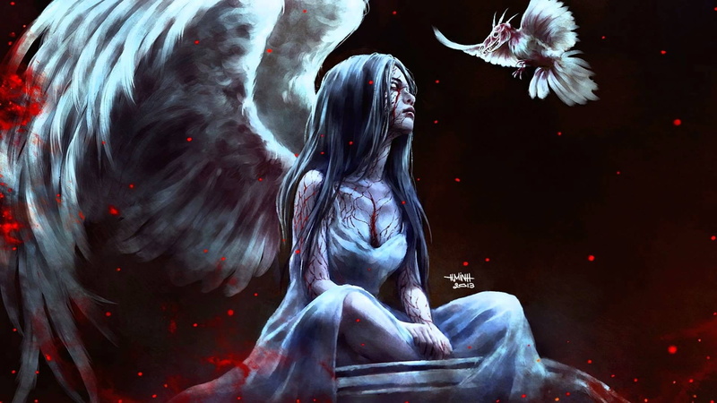 sculpture, NanFe, no people, nature, flowing, birds, close-up, fantasy girl, water, wings, art and craft, outdoors, 1080P, vertebrate, black background