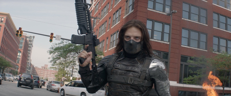 portrait, built structure, one person, clothing, Captain America, city, holding, aggression, front view, Sebastian Stan, waist up, real people, street