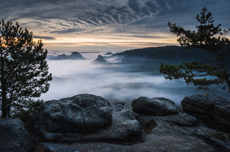clouds, Kiel, Mystic, photo, Landscape, Sächsische Schweiz, Valley, kleiner Winterberg, 4K, Elbsandsteingebirge, Nebel, mountain