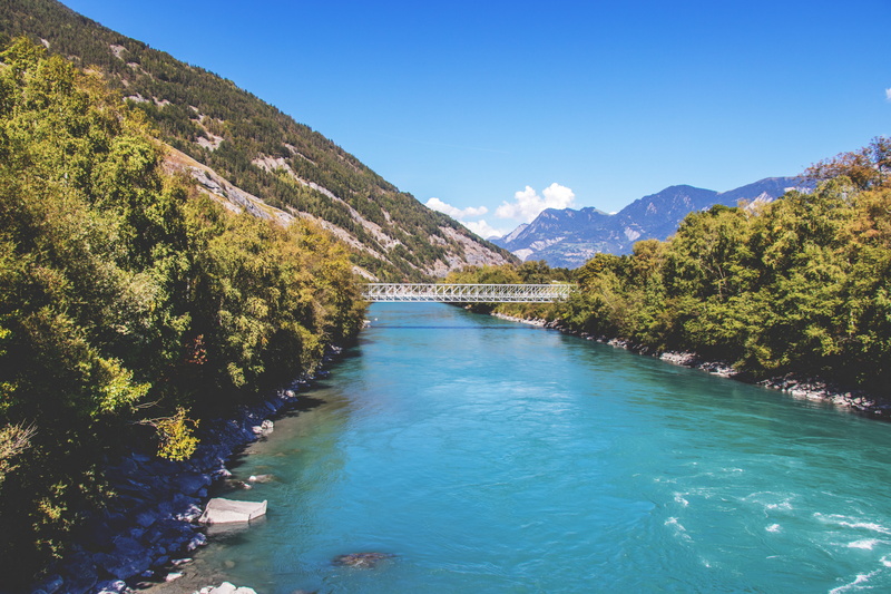 switzerland, idyllic, plant, water, outdoors, land, river, autumn, rest, tree, scenics - nature, chur, tranquil scene, blue, beauty in nature, alpine, rhine