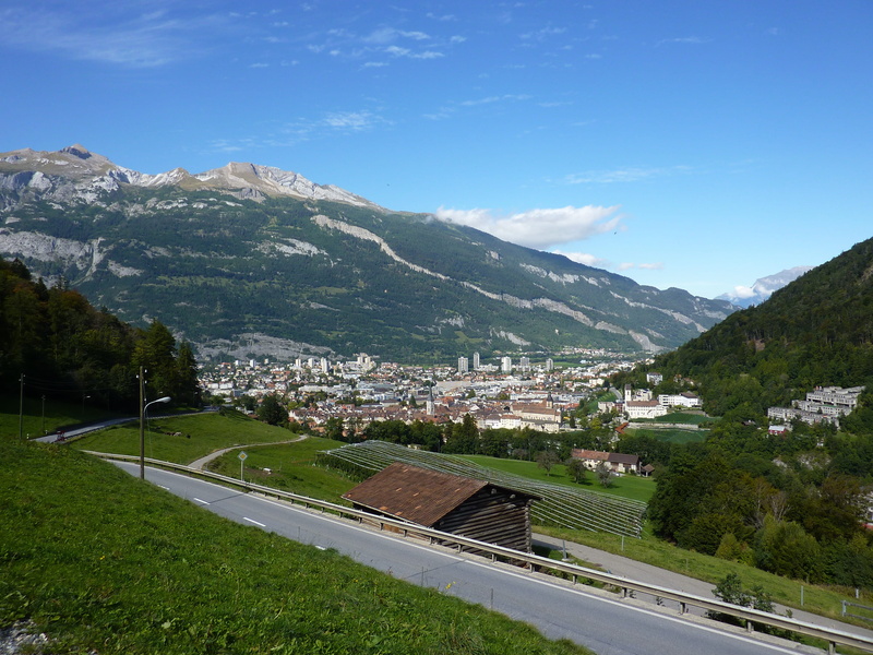 Chur, building exterior, architecture, mountain, building, Capital, outdoors, Graubünden, land, day, no people, built structure, high angle view, transportation
