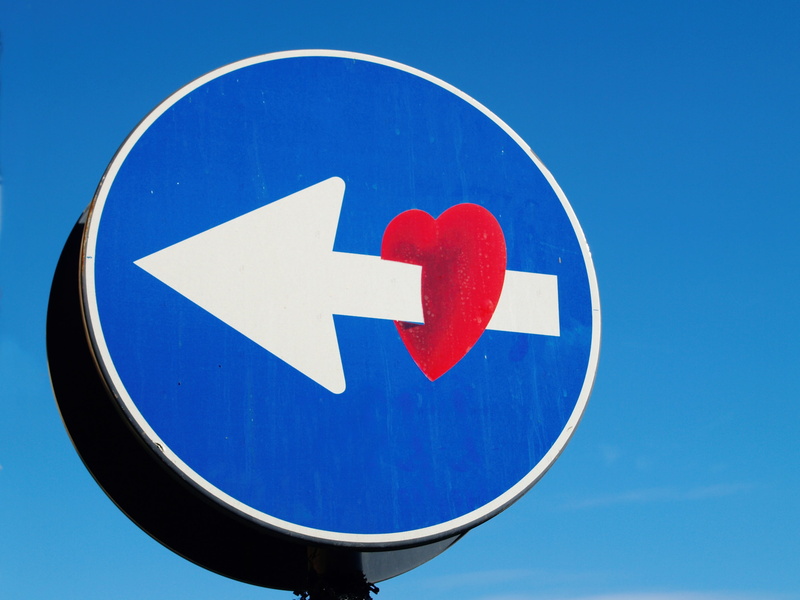 crossroads, signboard, arrow, white color, 2K, roadsign, direction, road, day, love, left, communication, nature, hearth, no people, blue, clear sky, sign