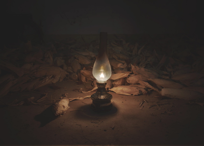 night, light bulb, lampshade, floor, table lamp, 2K, high angle view, no people, dark, lantern, fire - natural phenomenon, illuminated, painting, fire