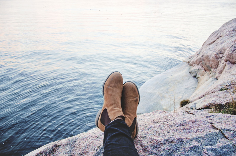 boots, people, high angle view, human foot, jeans, one person, travel, personal perspective, relax, lifestyles, body part, chill, water, nature, human limb